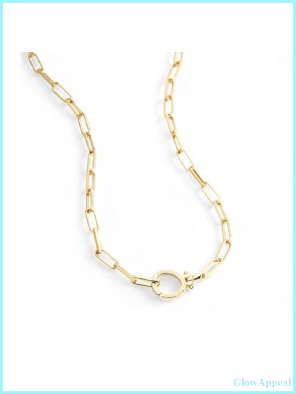 18K Gold Plated Paperclip Chain Necklace 18 Inch Adjustable Hinge Clasp Layering
